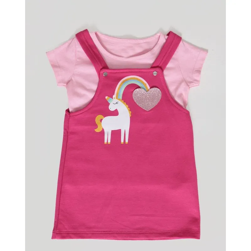 Conjunto Salopete Bebê Moletinho Unicórnio Rosa 1