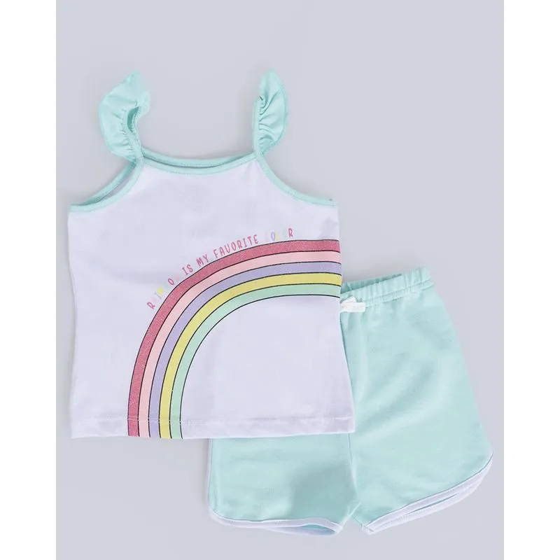 Conjunto Bebê Arco-Íris Moletinho Branco 1