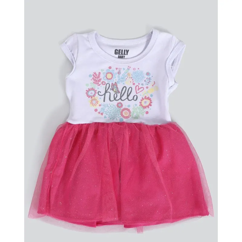 Vestido Bebê Tule Estampa Floral Branco G