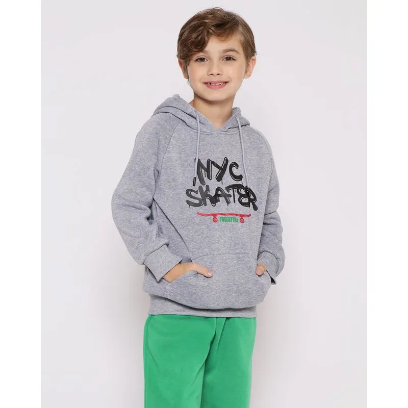 Blusão Moletom Infantil Com Capuz Cinza 4