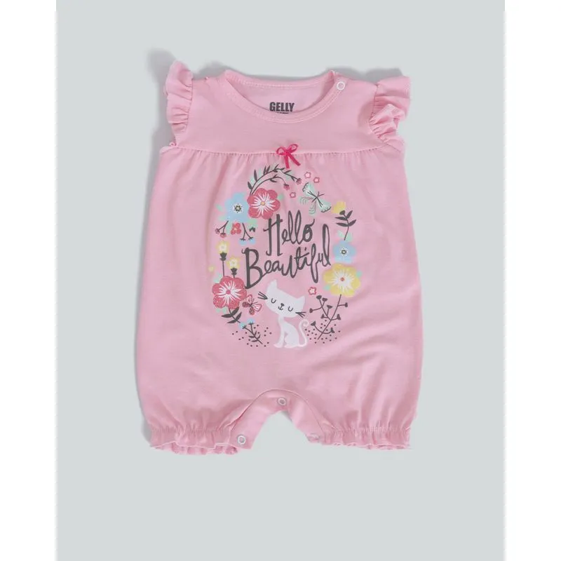 Macaquinho Bebê Estampa Com Glitter Rosa M