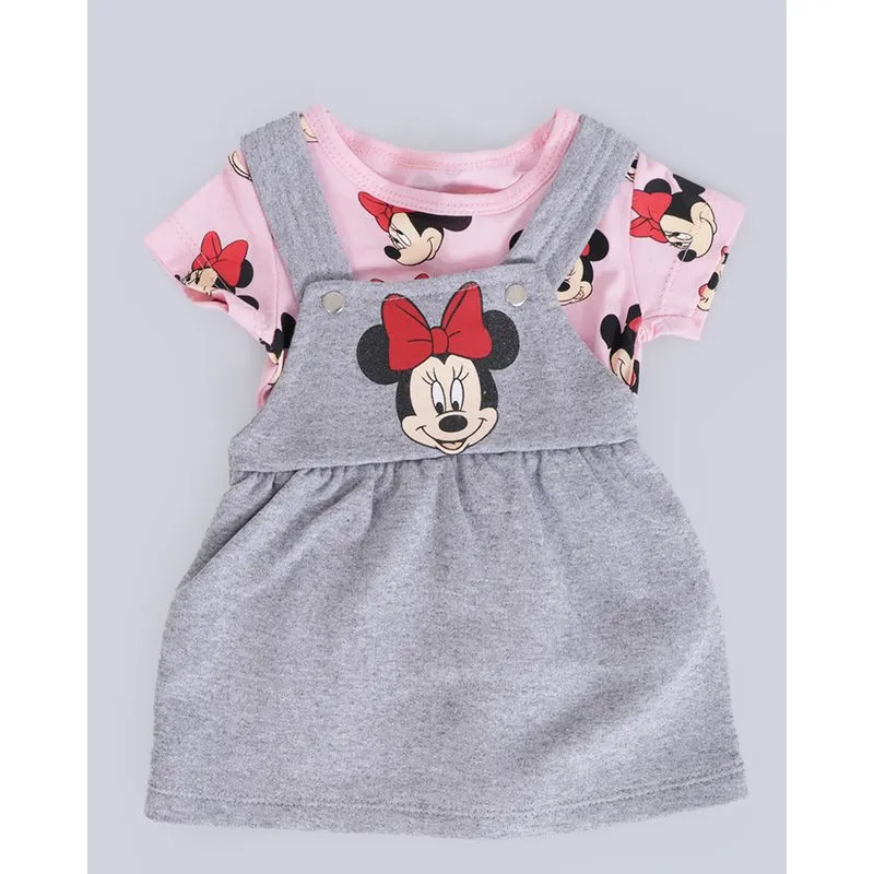 Conjunto Bebê Salopete Moletinho Minnie Disney Cinza G