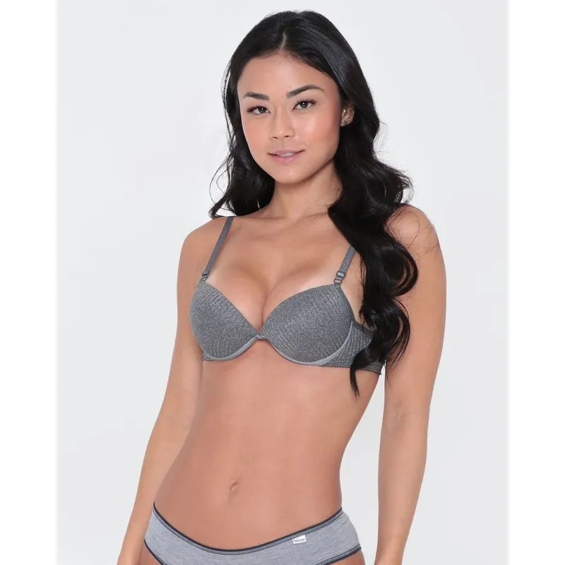 Sutiã Push Up Bojo Casca Mescla Cinza 44