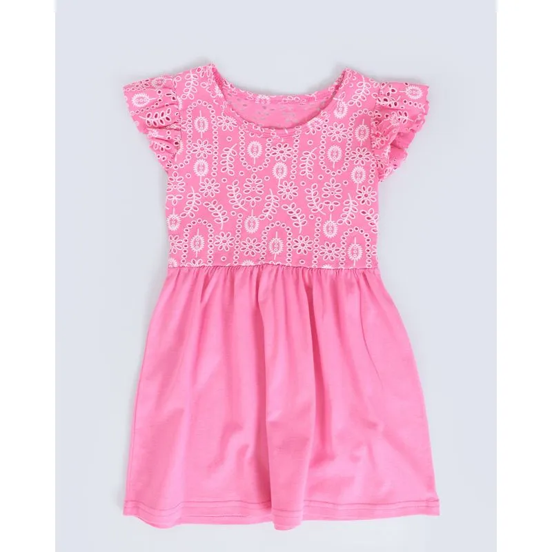 Vestido Bebê Laise Manga Babado Rosa 2