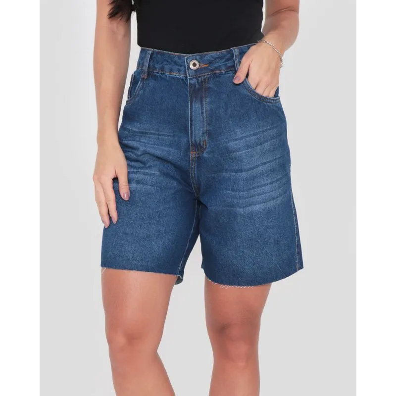 Bermuda Jeans Feminina Azul 44