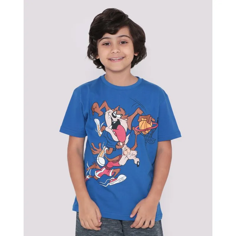 Camiseta Infantil Basquete Looney Tunes Azul Escuro 8