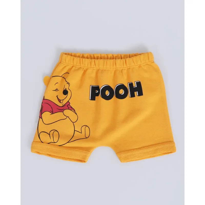Bermuda Bebê Moletinho Saruel Ursinho Pooh Disney Mostarda G