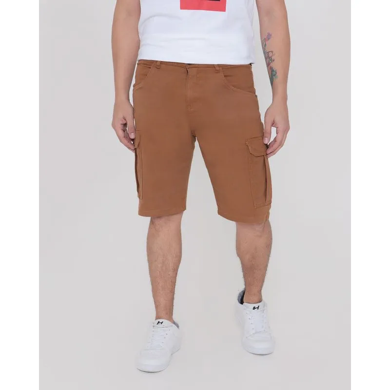 Bermuda Sarja Masculina Cargo Bege Escuro 48