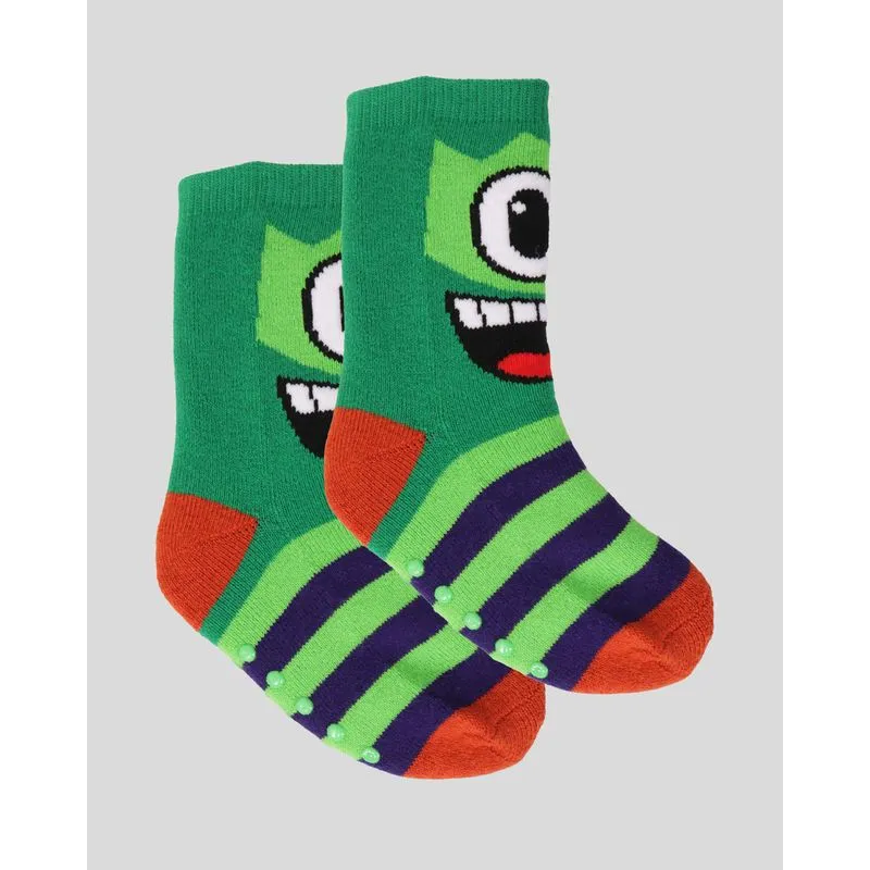 Meia Infantil Menino Cano Longo Estampa Jacaré Antiderrapante Verde 23 A 26