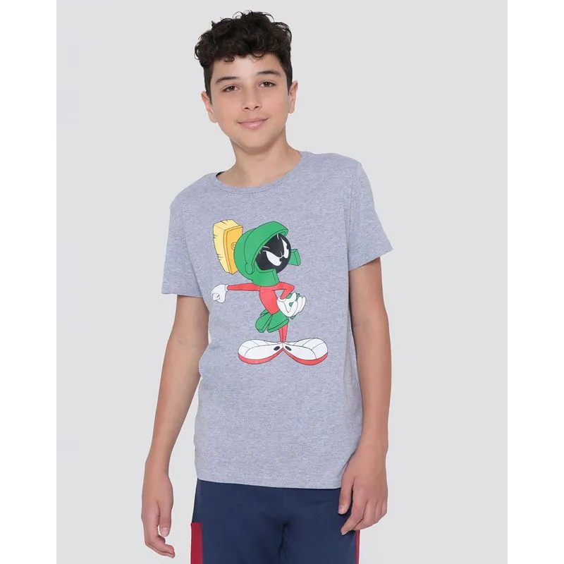 Camiseta Juvenil Looney Tunes Marvin Cinza 14