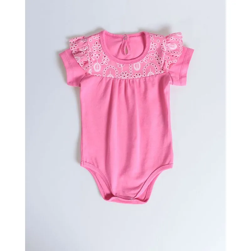 Body Bebê Laise Babados Rosa Claro P