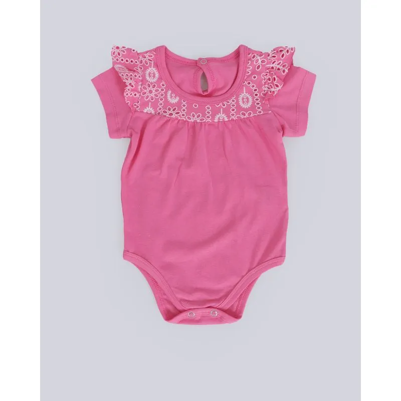 Body Bebê Laise Manga Babados Rosa M