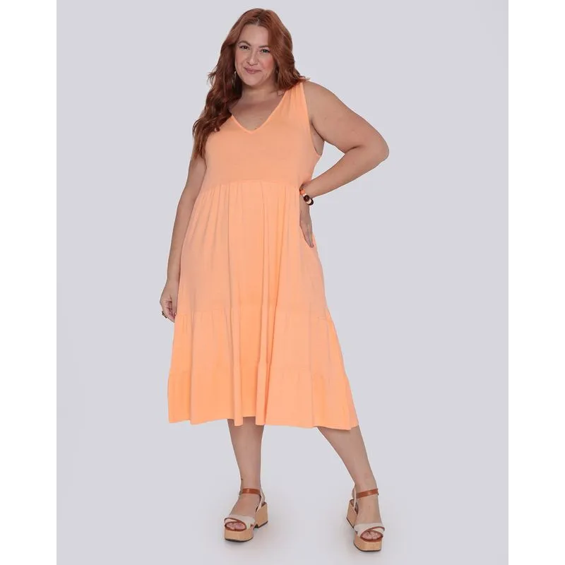 Vestido Plus Size Midi Colisse Laranja G3