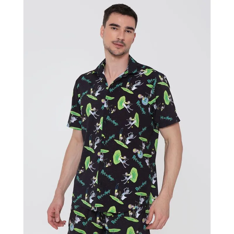 Camisa Masculina Estampa Rick e Morty Preta G