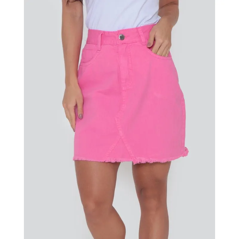 Saia Sarja Feminina Barra Desfiada Rosa 36