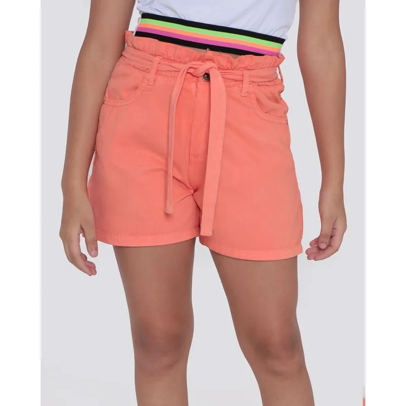 Short Sarja Feminino Clochard Laranja Claro 36