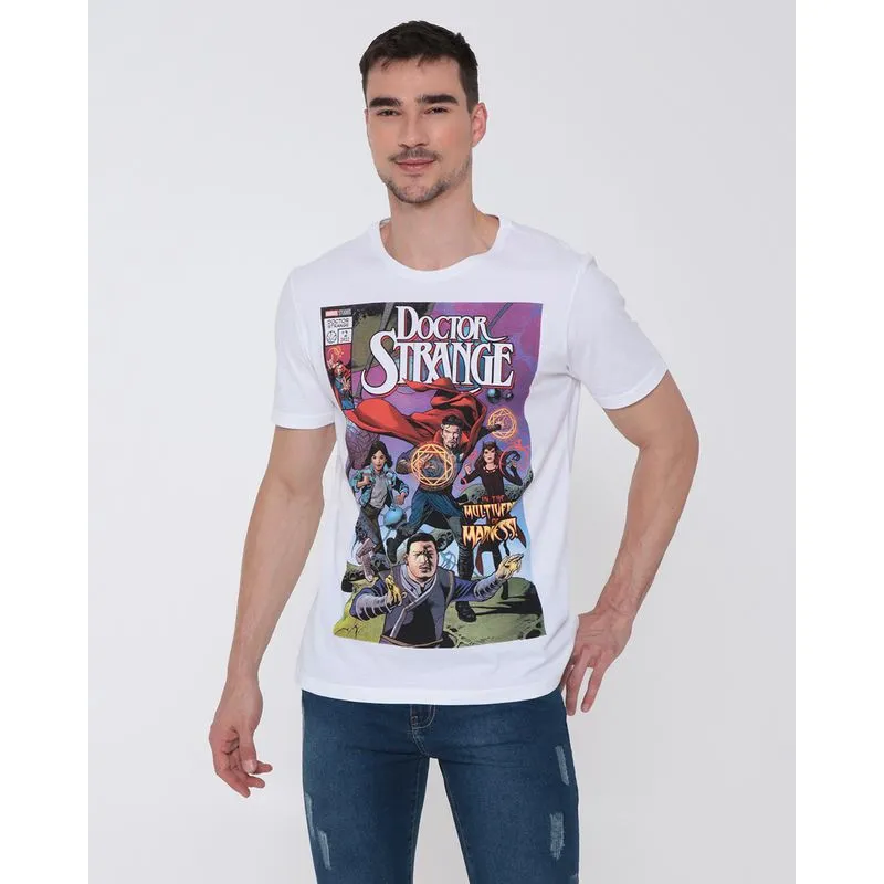 Camiseta Masculina Algodão Marvel Doutor Estranho Branca GG