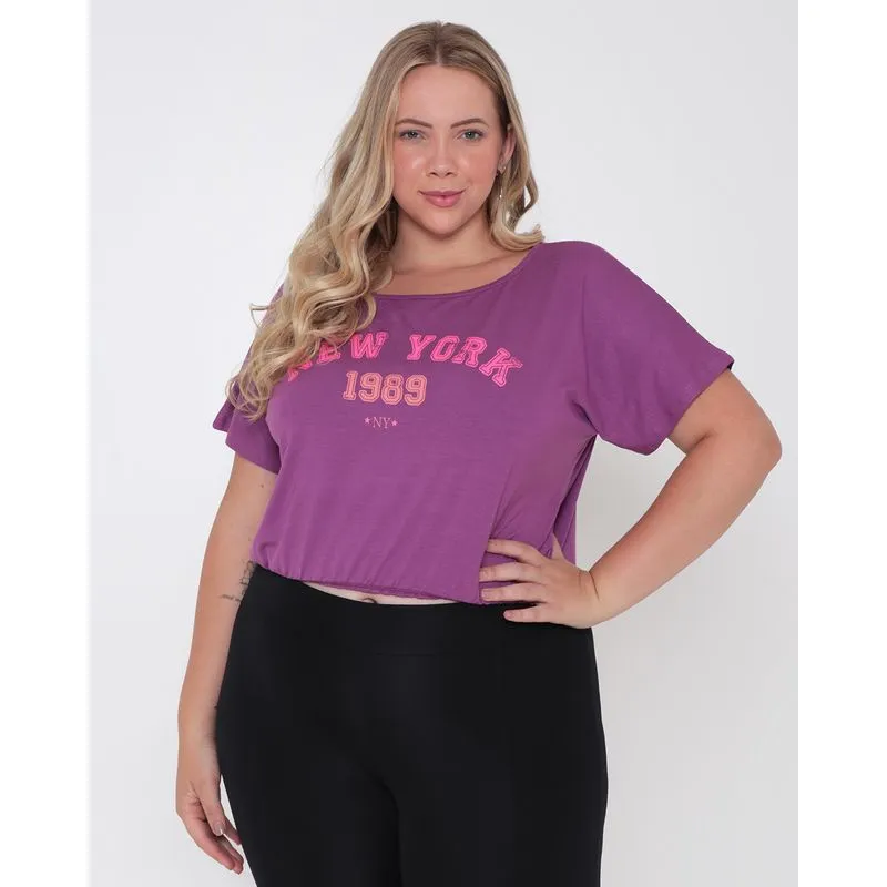 Blusa Plus Size Cropped New York Roxa G3