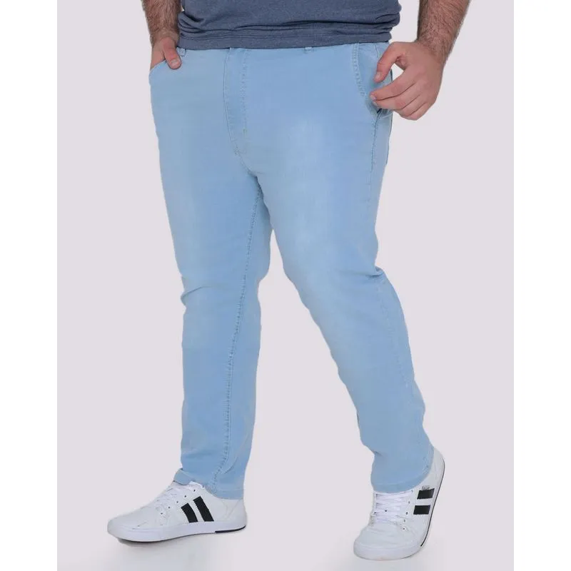 Calça Jeans Masculina Plus Size Reta Azul Claro 48