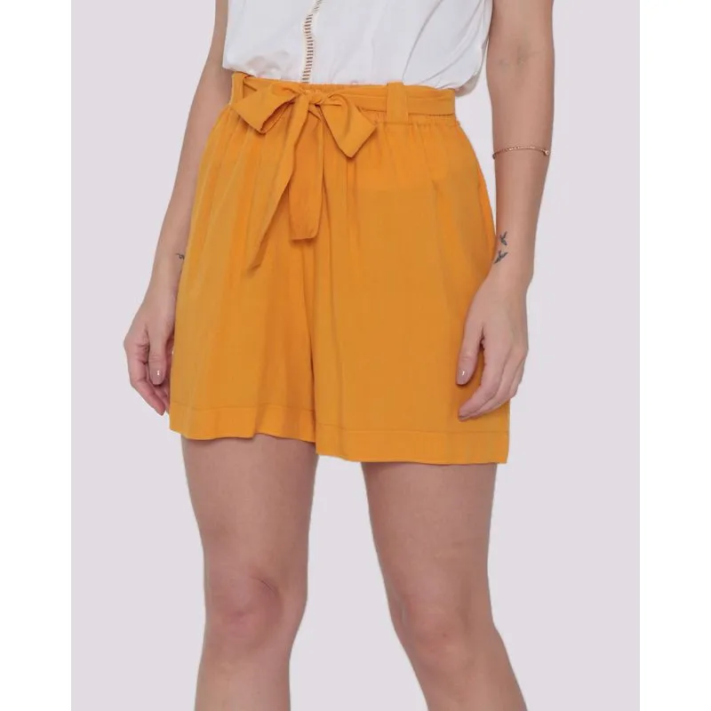 Short Viscose Feminino Elástico Mostarda Médio GG