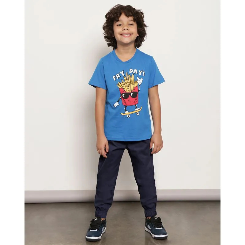 Calça Infantil Sarja Jogger Marinho 6