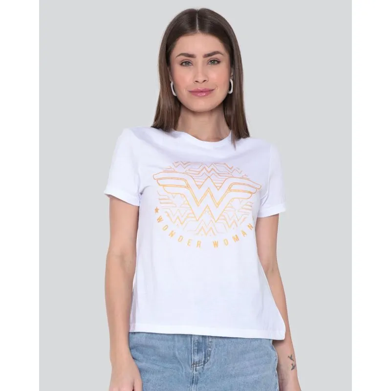 Camiseta Mulher Maravilha Liga da Justiça Branca GG