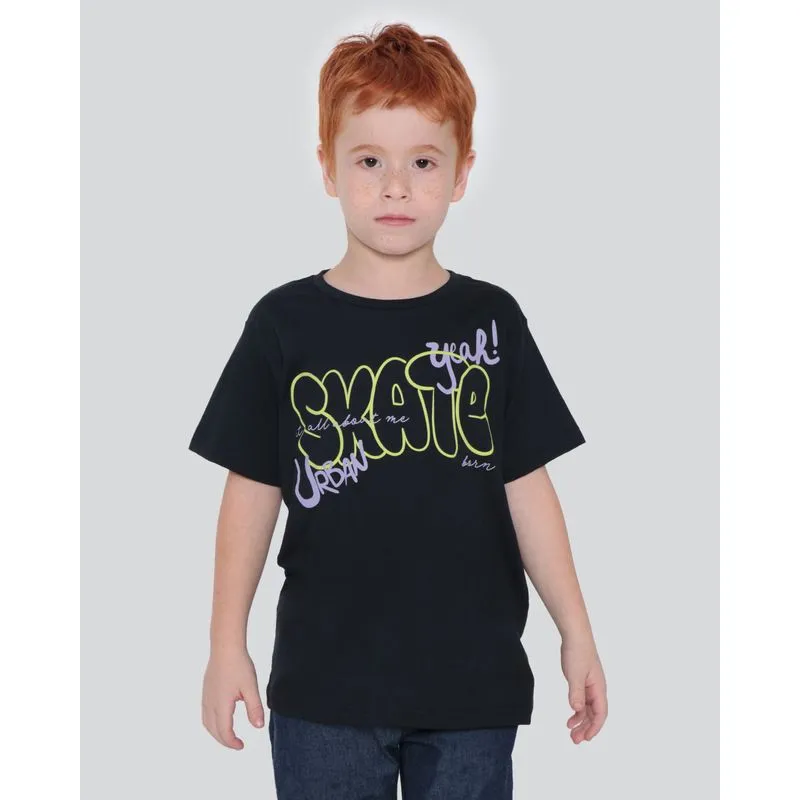 Camiseta Infantil Estampa Skate Preta 6