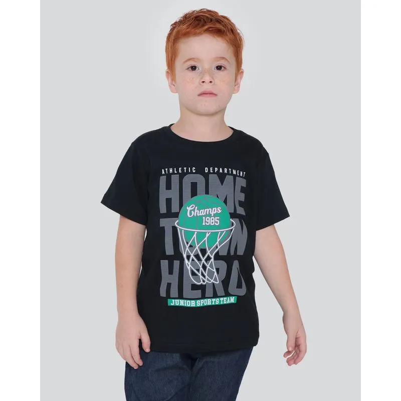 Camiseta Infantil Estampa Athletic Department Preta 10
