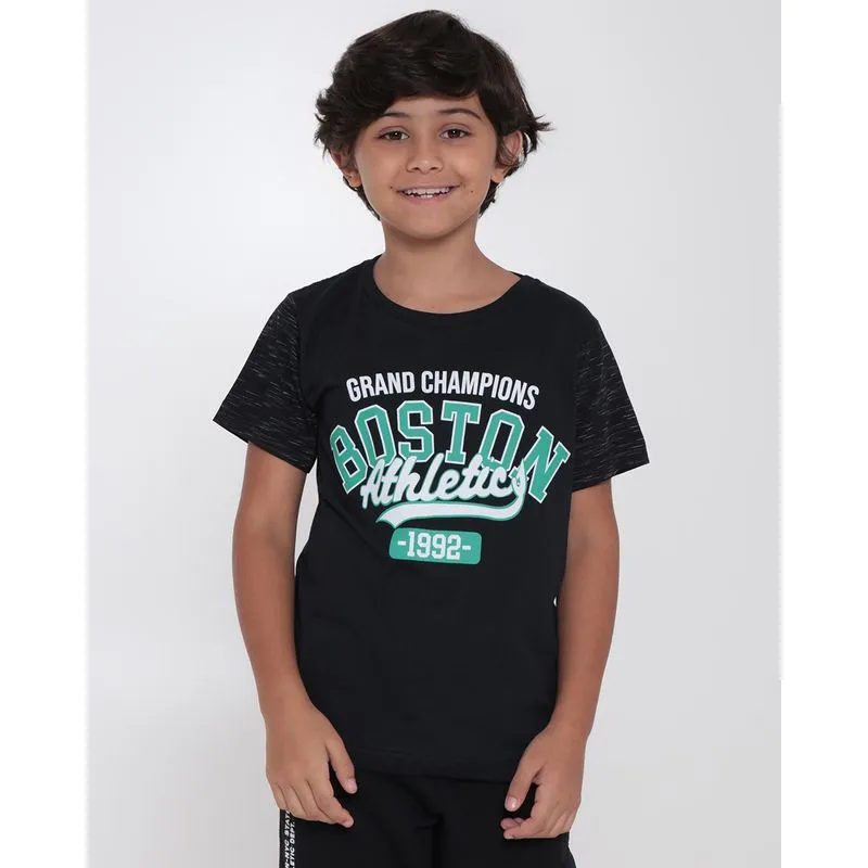Camiseta Infantil Estampa Boston Athletic Preta 10