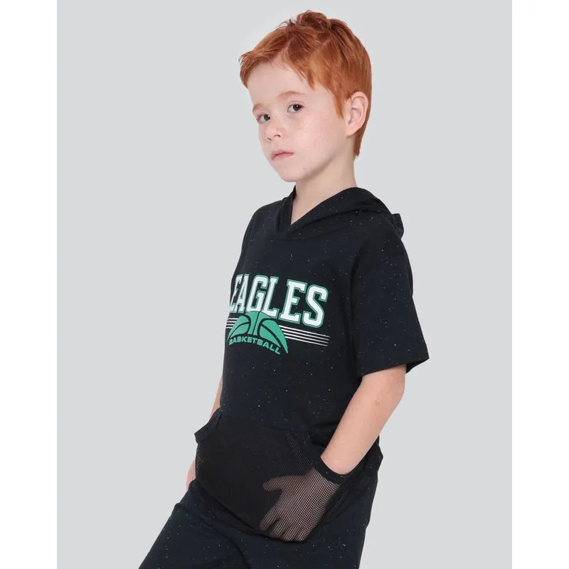 Camiseta Infantil Capuz Botonê Basketball Preta 8