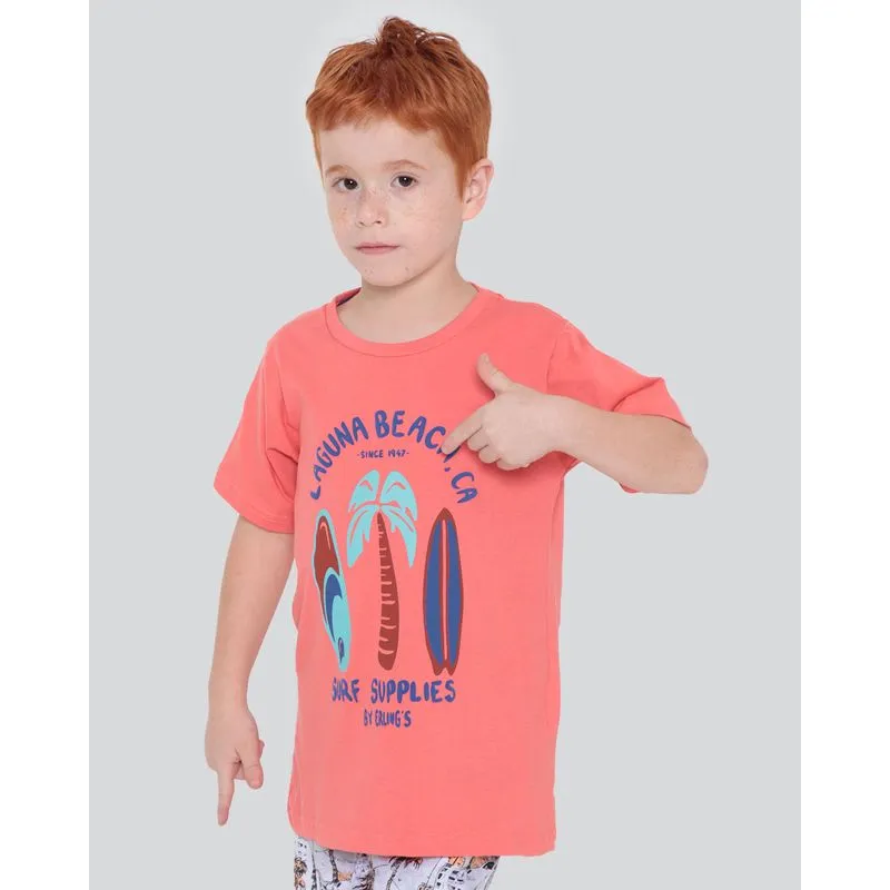 Camiseta Infantil Estampa Laguna Beach Laranja 6