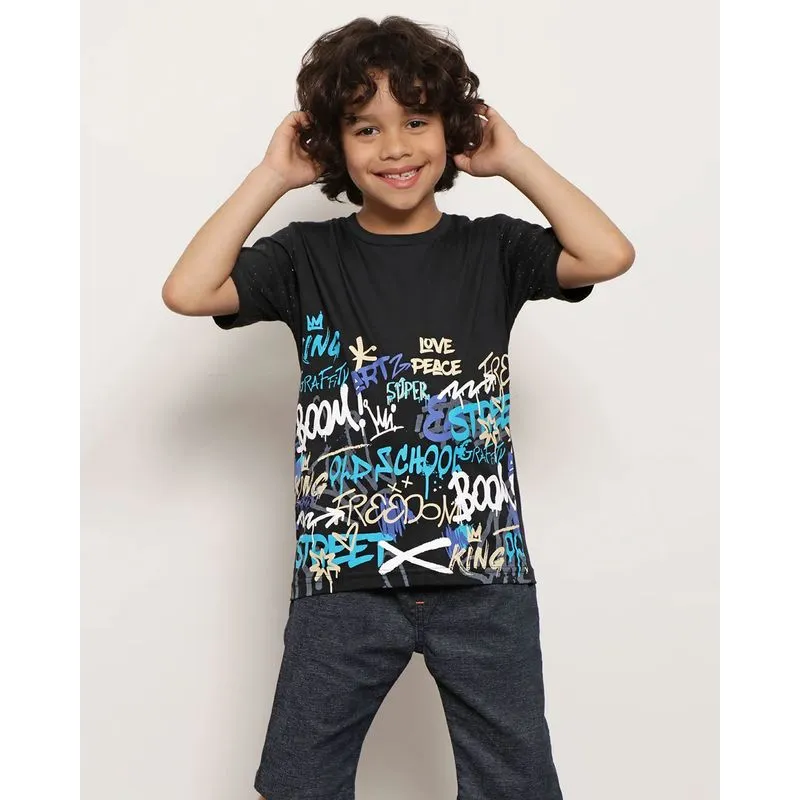 Camiseta Infantil Estampa Street Preta 4