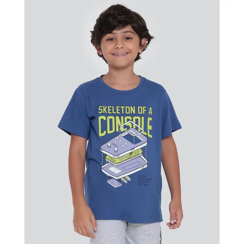 Camiseta Infantil Estampa Console Game Azul 4