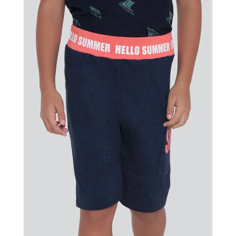 Bermuda Moletinho Infantil Bolso Hello Summer Marinho 10