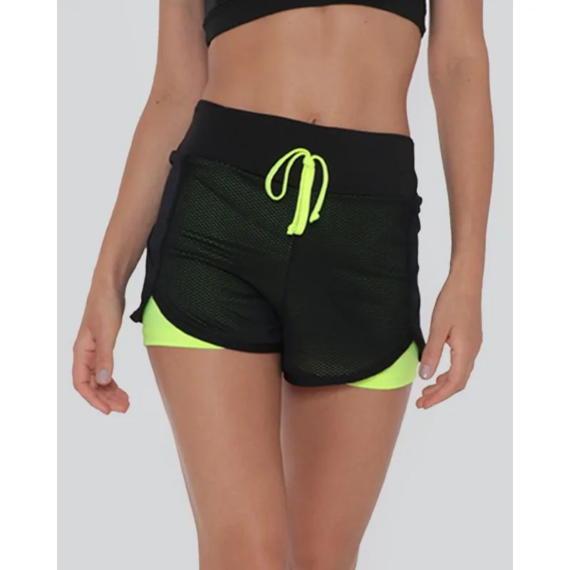 Short Feminino Fitness Fitter Ciclista Neon Verde M