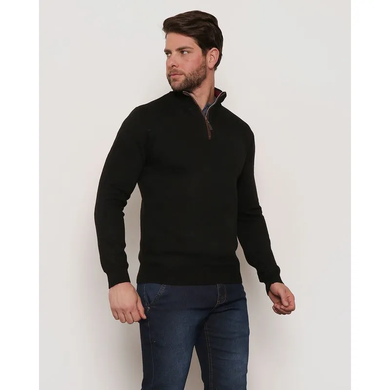Casaco Masculino Tricô Canelado Gola Alta Preto G