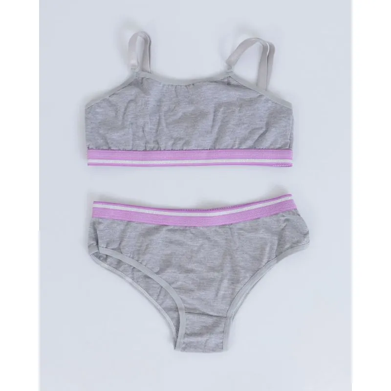 Conjunto Juvenil Top Calcinha Elástico Lilás Cinza 16