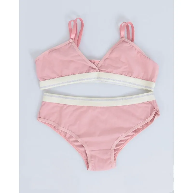 Conjunto Juvenil Top Calcinha Elástico Amarelo Rosa 16