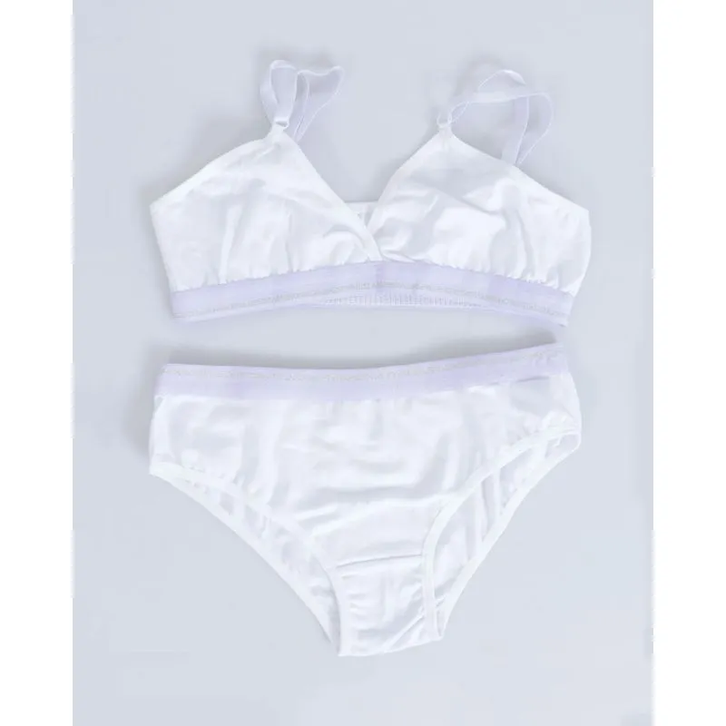 Conjunto Juvenil Top Calcinha Elástico Lilás Branco 12
