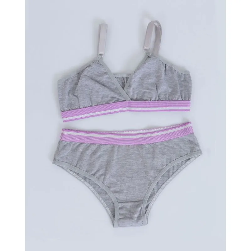 Conjunto Juvenil Top Calcinha Elástico Lilás Cinza 10