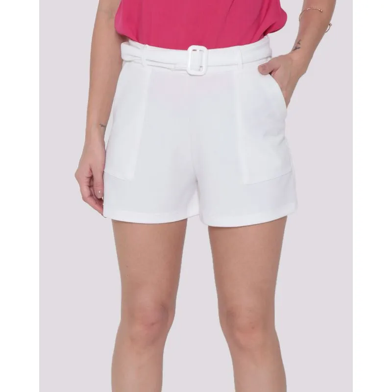 Short Feminino Bolso Fivela Off White GG