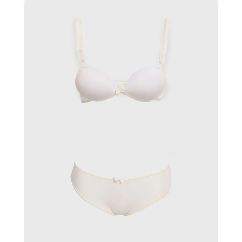 Conjunto Juvenil Calcinha e Sutiã Bojo Liso Bege Claro 14
