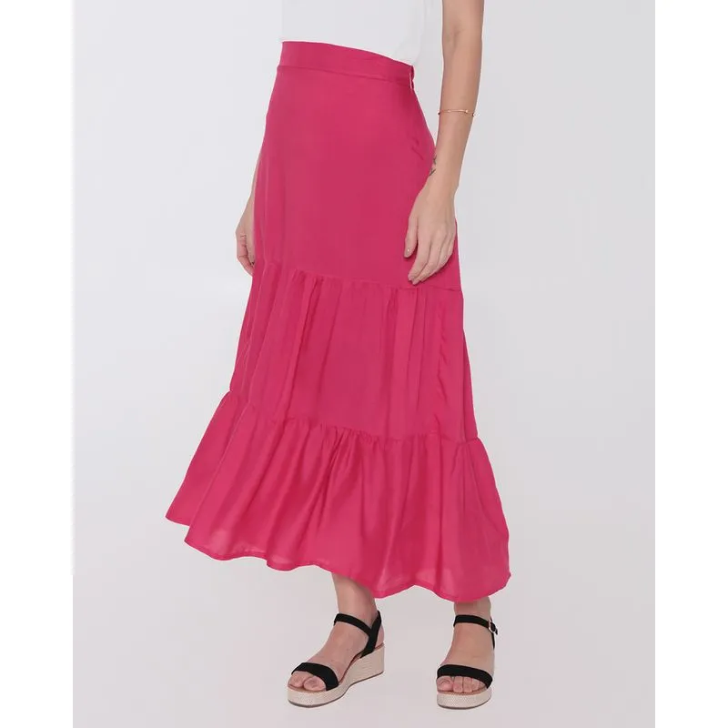 Saia Viscose Feminina Longa Três Marias Rosa P