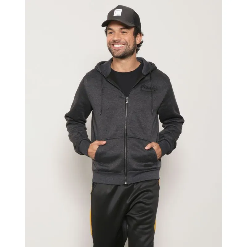 Jaqueta Moletom Masculina Com Capuz Estampa nas Costas Cinza G