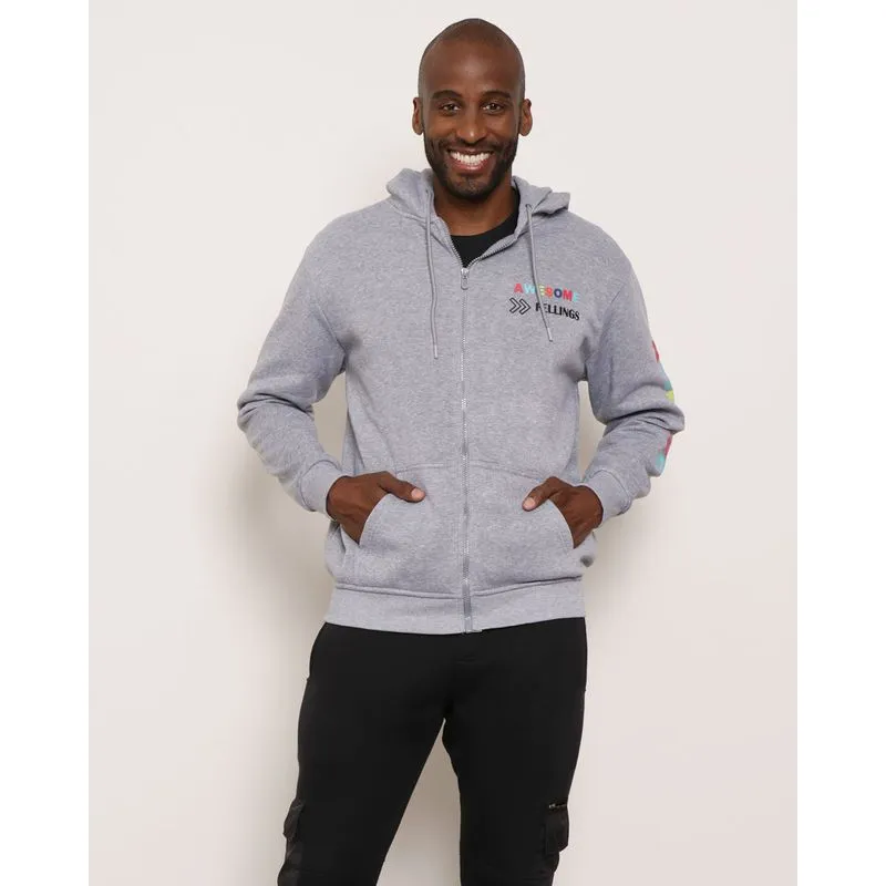 Jaqueta Masculina Moletom Com Estampa Mescla M