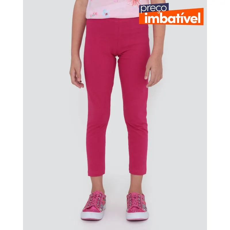 Calça Legging Juvenil Básica Lisa Rosa 16