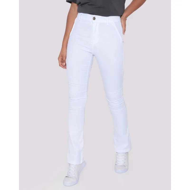 Calça Sarja Feminina Flare Branca 48