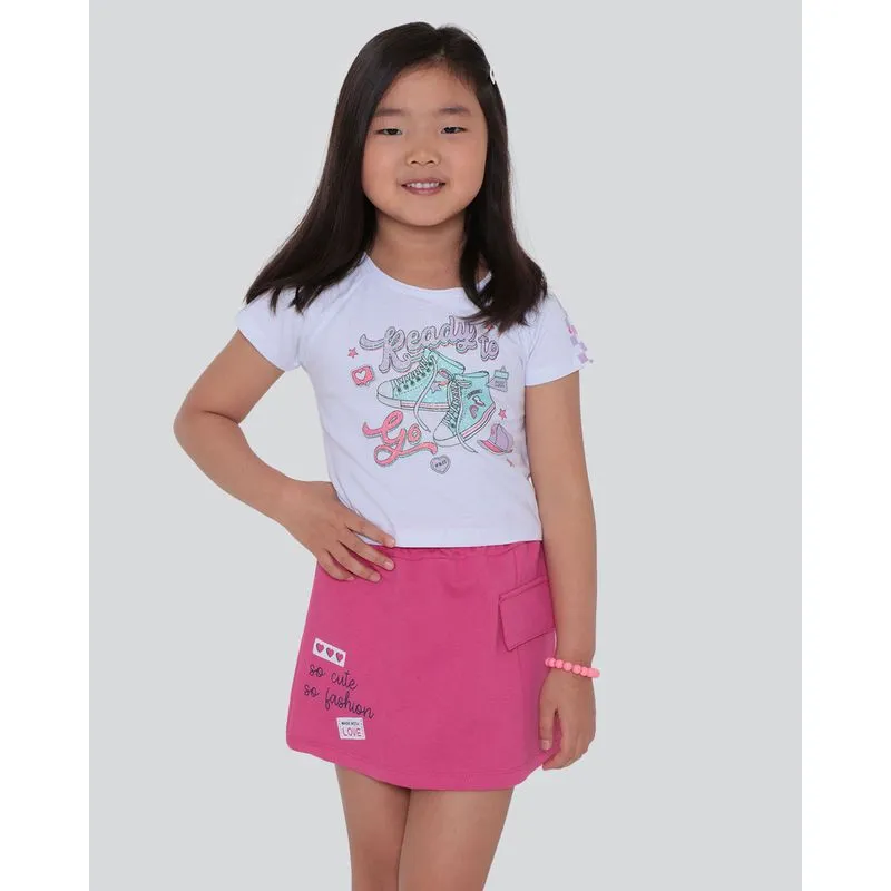 Blusa Cropped Infantil Detalhe Glitter Branca 8