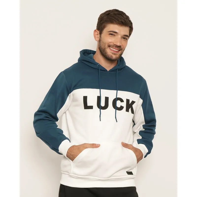 Blusão Moletom Masculino Com Capuz Recorte Azul M