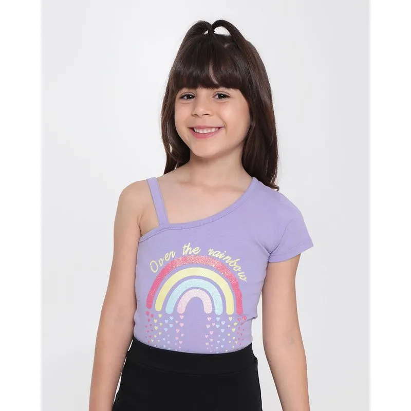 Body Infantil Arco-Íris Um Ombro Só Lilás 6